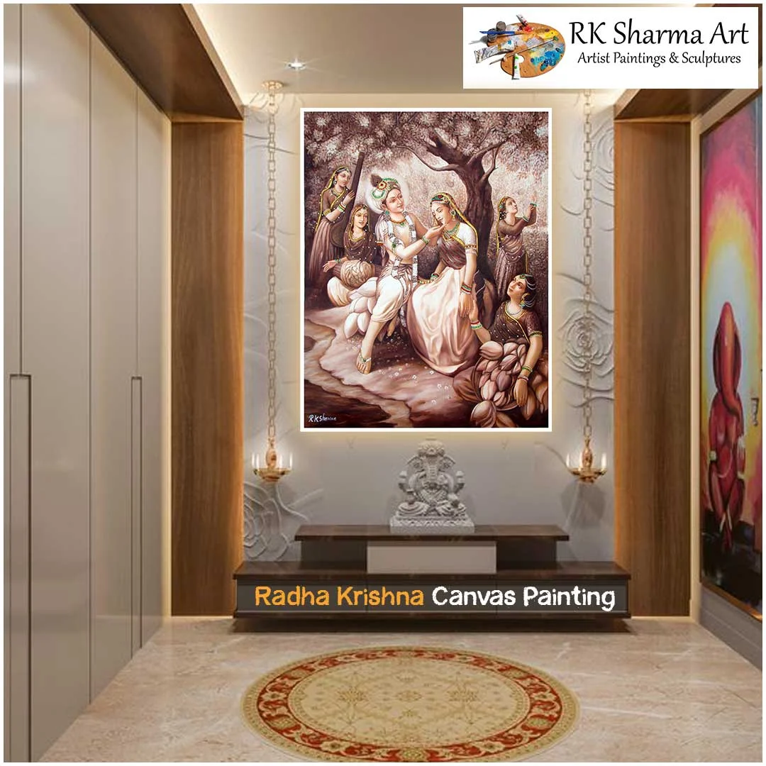 "Eternal Devotion: Radha Krishna Canvas Painting"