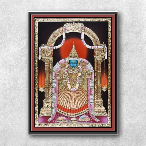Sacred Majesty: Tirupati Balaji - Oil Canvas Painting