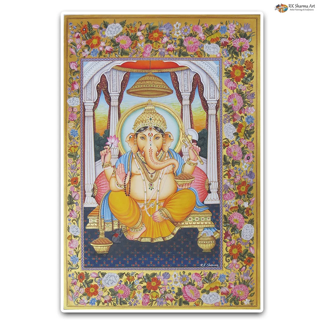 Divine Harmony Ganesha Ji Miniature Painting