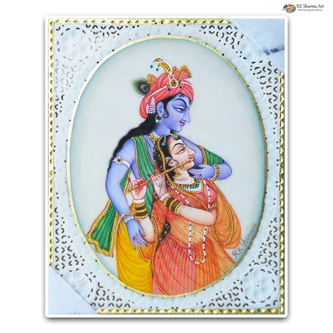 Divine Romance Radha Krishna Miniature Painting
